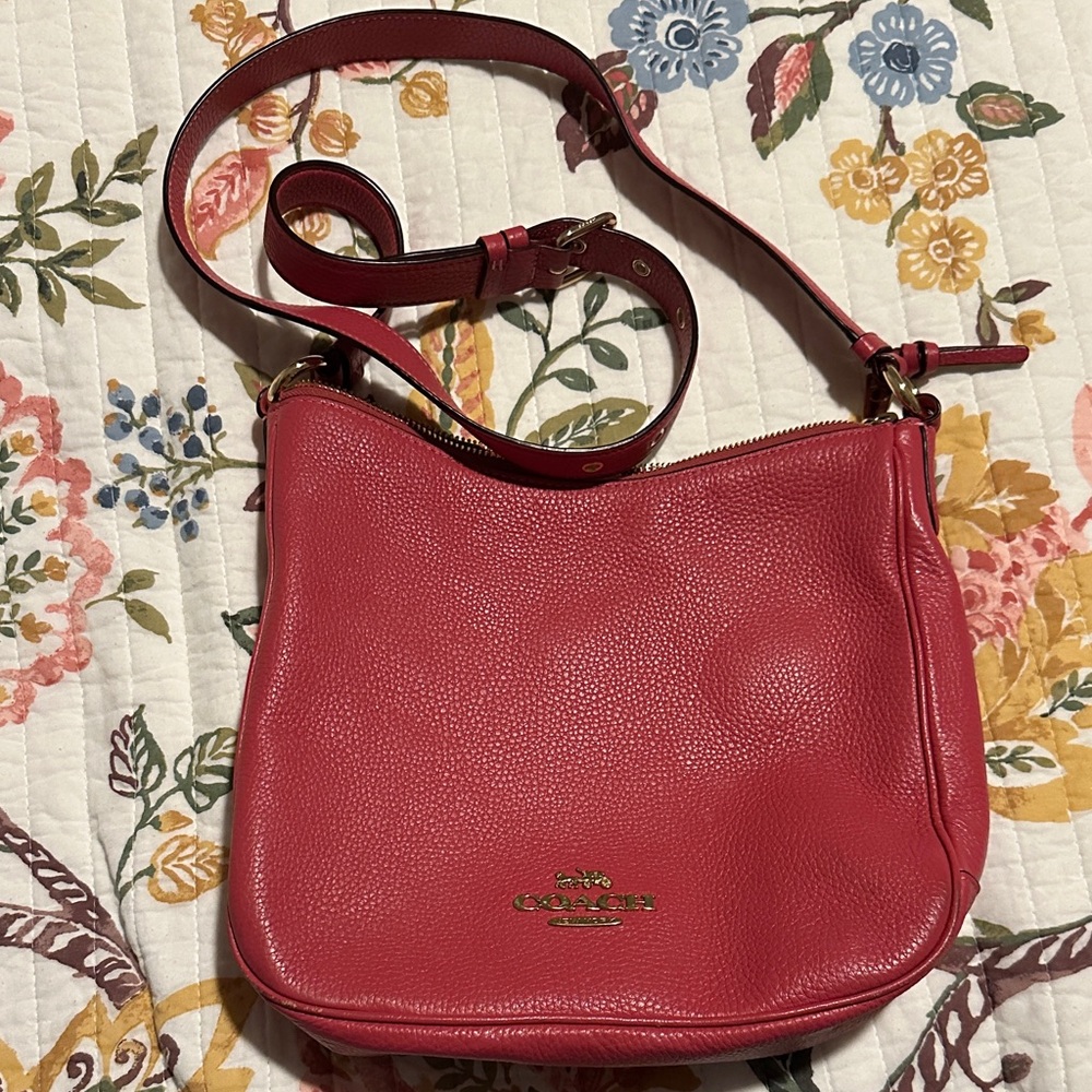 COACH pink/coral Leather Crossbody Bag